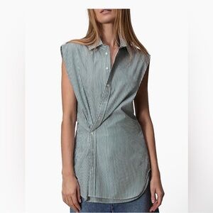 Rag & Bone Striped Sleeveless Button-Up Top